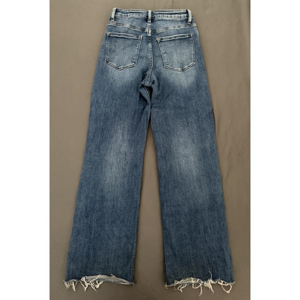 Vervet Blue Jeans Womens Size 26 Distressed Wide Leg Raw Hem Medium Wash Denim - Picture 10 of 12